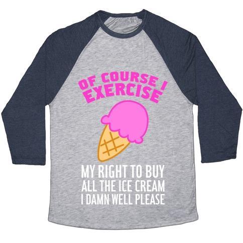 Virgin Teez  Baseball Tee Unisex Tri-Blend Baseball Tee / small / Athletic Gray / Navy OF COURSE I EXERCISE UNISEX TRI-BLEND BASEBALL TEE