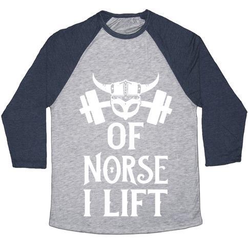 Virgin Teez  Baseball Tee Unisex Tri-Blend Baseball Tee / small / Athletic Gray / Navy OF NORSE I LIFT UNISEX TRI-BLEND BASEBALL TEE
