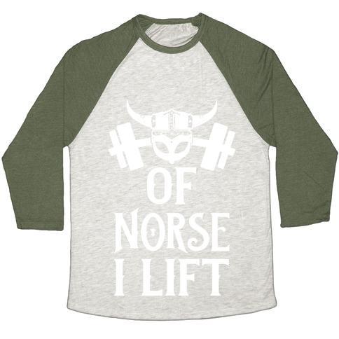 Virgin Teez  Baseball Tee Unisex Tri-Blend Baseball Tee / small / Oatmeal / Moss OF NORSE I LIFT UNISEX TRI-BLEND BASEBALL TEE