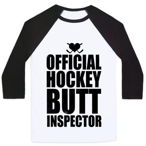 Virgin Teez  Baseball Tee Unisex Classic Baseball Tee / x-small / White/Black OFFICIAL HOCKEY BUTT INSPECTOR UNISEX CLASSIC BASEBALL TEE
