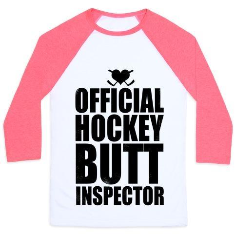 Virgin Teez  Baseball Tee Unisex Classic Baseball Tee / x-small / White/Neon Pink OFFICIAL HOCKEY BUTT INSPECTOR UNISEX CLASSIC BASEBALL TEE