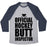 Virgin Teez  Baseball Tee Unisex Tri-Blend Baseball Tee / small / Athletic Gray / Navy OFFICIAL HOCKEY BUTT INSPECTOR UNISEX TRI-BLEND BASEBALL TEE