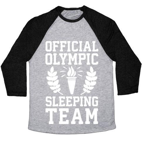 Virgin Teez  Baseball Tee Unisex Tri-Blend Baseball Tee / small / Athletic Gray / Black OFFICIAL OLYMPIC SLEEPING TEAM UNISEX TRI-BLEND BASEBALL TEE