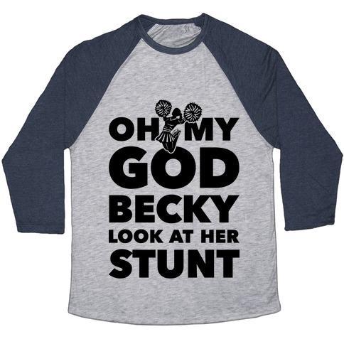 Virgin Teez  Baseball Tee Unisex Tri-Blend Baseball Tee / small / Athletic Gray / Navy OH MY GOD BECKY LOOK AT HER STUNT UNISEX TRI-BLEND BASEBALL TEE
