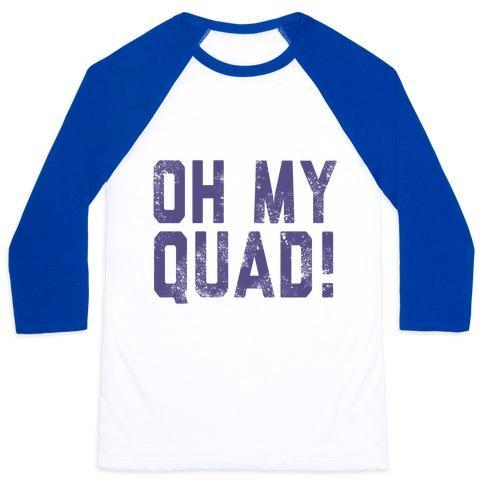 Virgin Teez  Baseball Tee Unisex Classic Baseball Tee / x-small / White/Blue OH MY QUAD UNISEX CLASSIC BASEBALL TEE