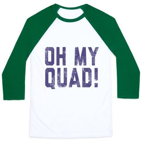 Virgin Teez  Baseball Tee Unisex Classic Baseball Tee / x-small / White/Dark Green OH MY QUAD UNISEX CLASSIC BASEBALL TEE