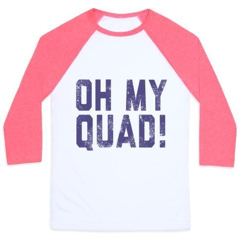 Virgin Teez  Baseball Tee Unisex Classic Baseball Tee / x-small / White/Neon Pink OH MY QUAD UNISEX CLASSIC BASEBALL TEE