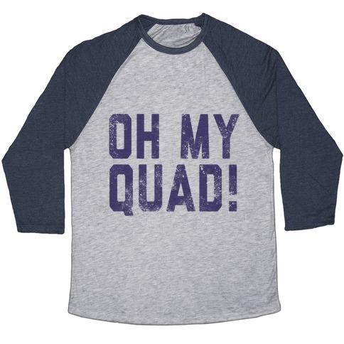 Virgin Teez  Baseball Tee Unisex Tri-Blend Baseball Tee / small / Athletic Gray / Navy OH MY QUAD UNISEX TRI-BLEND BASEBALL TEE