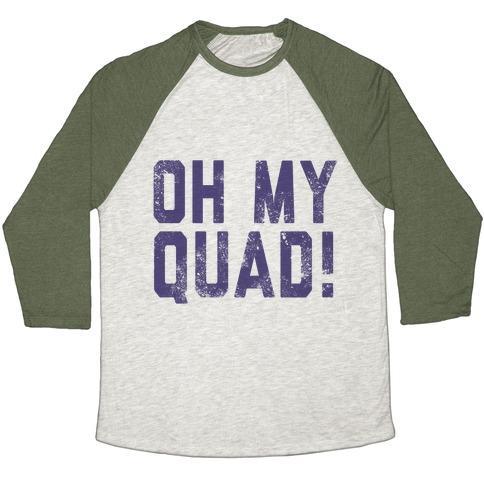 Virgin Teez  Baseball Tee Unisex Tri-Blend Baseball Tee / small / Oatmeal / Moss OH MY QUAD UNISEX TRI-BLEND BASEBALL TEE