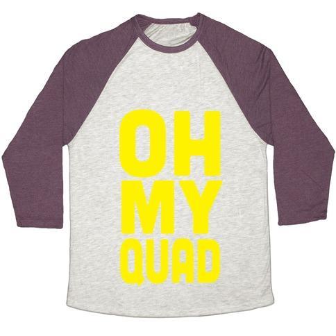 Virgin Teez  Baseball Tee Unisex Tri-Blend Baseball Tee / small / Oatmeal / Maroon OH MY QUAD UNISEX TRI-BLEND BASEBALL TEE