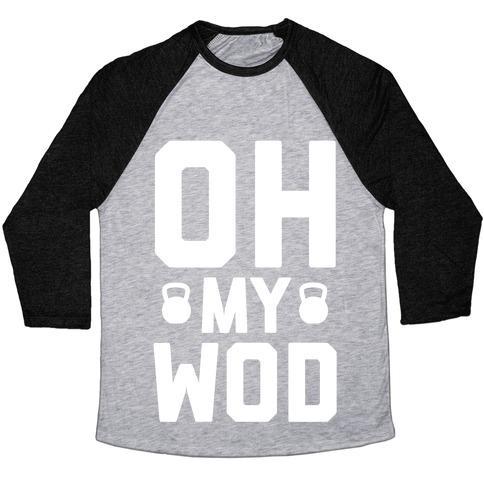 Virgin Teez  Baseball Tee Unisex Tri-Blend Baseball Tee / small / Athletic Gray / Black OH MY WOD UNISEX TRI-BLEND BASEBALL TEE