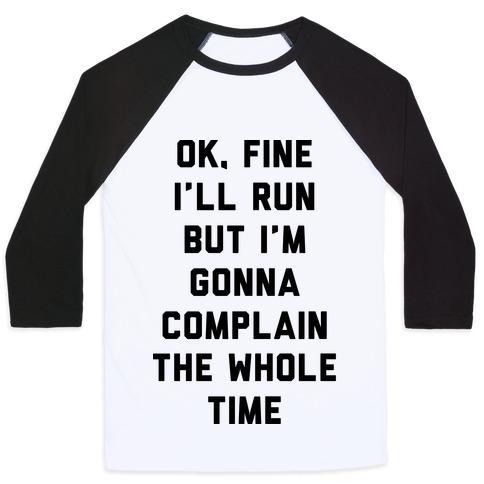 Virgin Teez  Baseball Tee Unisex Classic Baseball Tee / x-small / White/Black OK FINE I'LL RUN UNISEX CLASSIC BASEBALL TEE