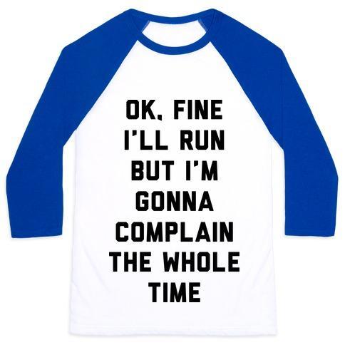 Virgin Teez  Baseball Tee Unisex Classic Baseball Tee / x-small / White/Blue OK FINE I'LL RUN UNISEX CLASSIC BASEBALL TEE