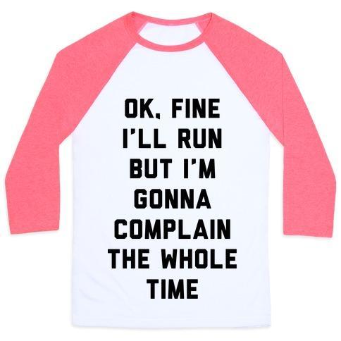 Virgin Teez  Baseball Tee Unisex Classic Baseball Tee / x-small / White/Neon Pink OK FINE I'LL RUN UNISEX CLASSIC BASEBALL TEE