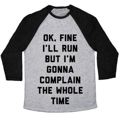 Virgin Teez  Baseball Tee Unisex Tri-Blend Baseball Tee / small / Athletic Gray / Black OK FINE I'LL RUN UNISEX TRI-BLEND BASEBALL TEE