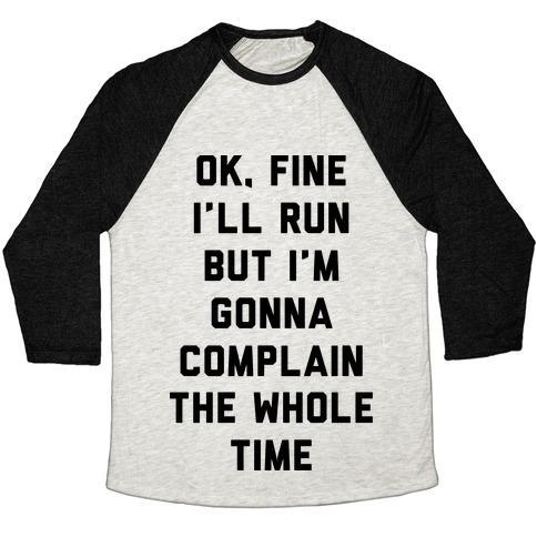 Virgin Teez  Baseball Tee Unisex Tri-Blend Baseball Tee / small / Oatmeal / Black OK FINE I'LL RUN UNISEX TRI-BLEND BASEBALL TEE