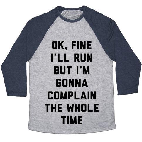 Virgin Teez  Baseball Tee Unisex Tri-Blend Baseball Tee / small / Athletic Gray / Navy OK FINE I'LL RUN UNISEX TRI-BLEND BASEBALL TEE