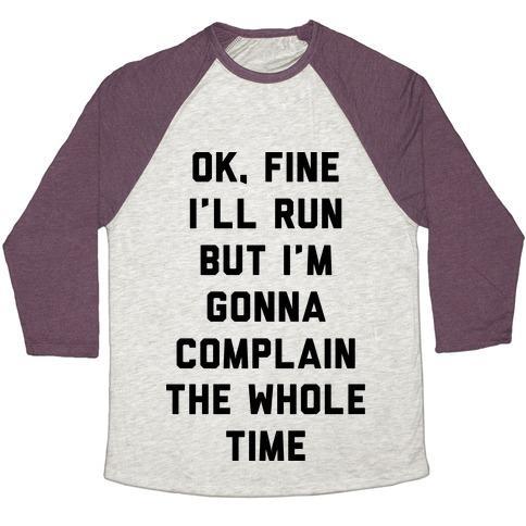Virgin Teez  Baseball Tee Unisex Tri-Blend Baseball Tee / small / Oatmeal / Maroon OK FINE I'LL RUN UNISEX TRI-BLEND BASEBALL TEE