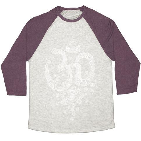 Virgin Teez  Baseball Tee Unisex Tri-Blend Baseball Tee / small / Oatmeal / Maroon OM AND EYE UNISEX TRI-BLEND BASEBALL TEE