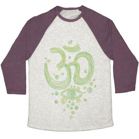 Virgin Teez  Baseball Tee Unisex Tri-Blend Baseball Tee / small / Oatmeal / Maroon OM AND EYE UNISEX TRI-BLEND BASEBALL TEE