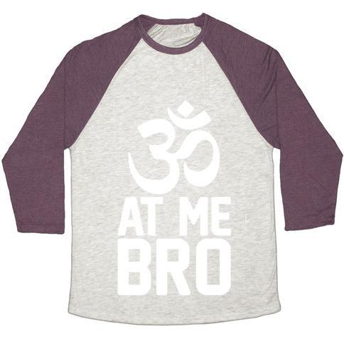 Virgin Teez  Baseball Tee Unisex Tri-Blend Baseball Tee / small / Oatmeal / Maroon OM AT ME BRO UNISEX TRI-BLEND BASEBALL TEE