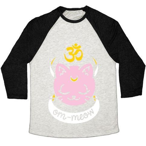 Virgin Teez  Baseball Tee Unisex Tri-Blend Baseball Tee / small / Oatmeal / Black OM-MEOW UNISEX TRI-BLEND BASEBALL TEE