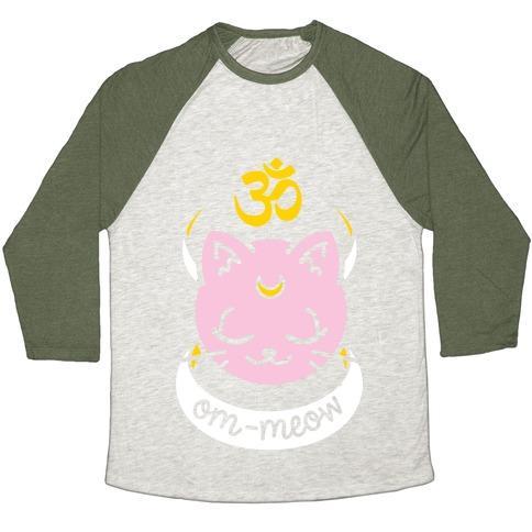 Virgin Teez  Baseball Tee Unisex Tri-Blend Baseball Tee / small / Oatmeal / Moss OM-MEOW UNISEX TRI-BLEND BASEBALL TEE