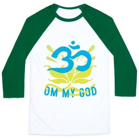 Virgin Teez  Baseball Tee Unisex Classic Baseball Tee / x-small / White/Dark Green OM MY GOD UNISEX CLASSIC BASEBALL TEE