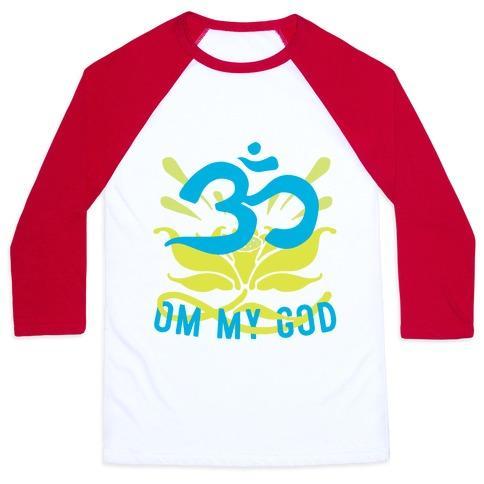 Virgin Teez  Baseball Tee Unisex Classic Baseball Tee / x-small / White/Red OM MY GOD UNISEX CLASSIC BASEBALL TEE