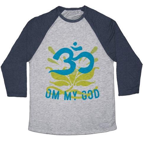 Virgin Teez  Baseball Tee Unisex Tri-Blend Baseball Tee / small / Athletic Gray / Navy OM MY GOD UNISEX TRI-BLEND BASEBALL TEE