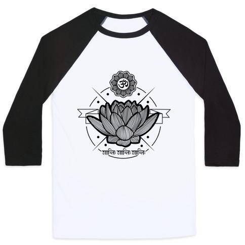Virgin Teez  Baseball Tee Unisex Classic Baseball Tee / x-small / White/Black OM SHANTI SHANTI SHANTI UNISEX CLASSIC BASEBALL TEE