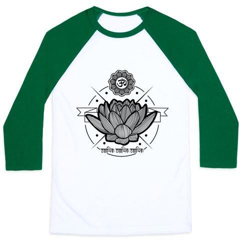 Virgin Teez  Baseball Tee Unisex Classic Baseball Tee / x-small / White/Dark Green OM SHANTI SHANTI SHANTI UNISEX CLASSIC BASEBALL TEE