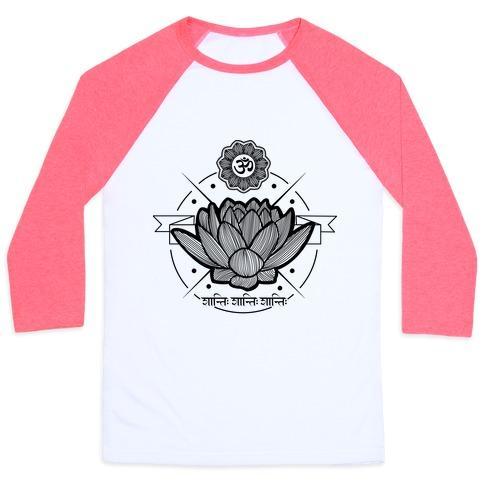 Virgin Teez  Baseball Tee Unisex Classic Baseball Tee / x-small / White/Neon Pink OM SHANTI SHANTI SHANTI UNISEX CLASSIC BASEBALL TEE