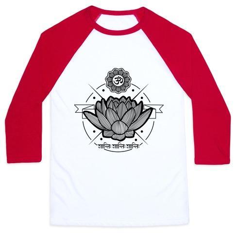Virgin Teez  Baseball Tee Unisex Classic Baseball Tee / x-small / White/Red OM SHANTI SHANTI SHANTI UNISEX CLASSIC BASEBALL TEE