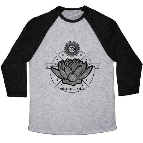 Virgin Teez  Baseball Tee Unisex Tri-Blend Baseball Tee / small / Athletic Gray / Black OM SHANTI SHANTI SHANTI UNISEX TRI-BLEND BASEBALL TEE