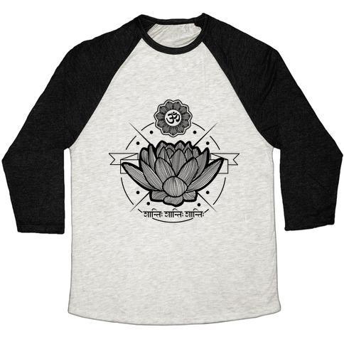 Virgin Teez  Baseball Tee Unisex Tri-Blend Baseball Tee / small / Oatmeal / Black OM SHANTI SHANTI SHANTI UNISEX TRI-BLEND BASEBALL TEE