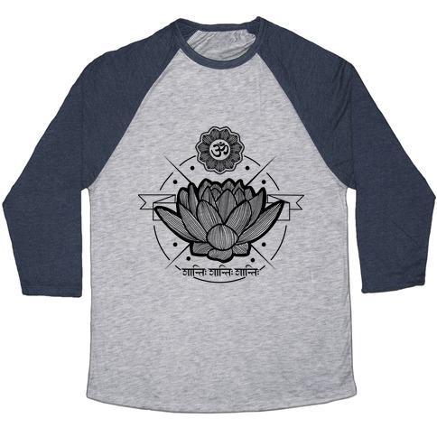 Virgin Teez  Baseball Tee Unisex Tri-Blend Baseball Tee / small / Athletic Gray / Navy OM SHANTI SHANTI SHANTI UNISEX TRI-BLEND BASEBALL TEE