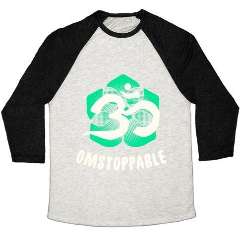 Virgin Teez  Baseball Tee Unisex Tri-Blend Baseball Tee / small / Oatmeal / Black OMSTOPPABLE UNISEX TRI-BLEND BASEBALL TEE