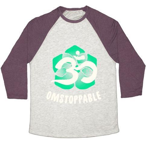 Virgin Teez  Baseball Tee Unisex Tri-Blend Baseball Tee / small / Oatmeal / Maroon OMSTOPPABLE UNISEX TRI-BLEND BASEBALL TEE