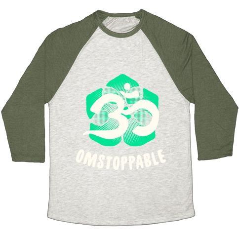 Virgin Teez  Baseball Tee Unisex Tri-Blend Baseball Tee / small / Oatmeal / Moss OMSTOPPABLE UNISEX TRI-BLEND BASEBALL TEE