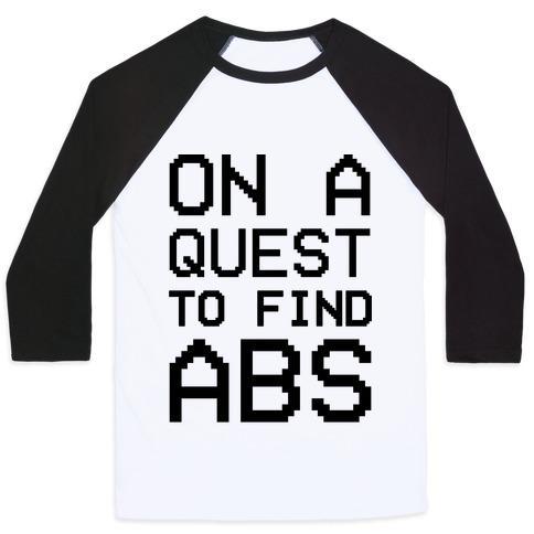 Virgin Teez  Baseball Tee Unisex Classic Baseball Tee / x-small / White/Black ON A QUEST TO FIND ABS UNISEX CLASSIC BASEBALL TEE