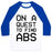 Virgin Teez  Baseball Tee Unisex Classic Baseball Tee / x-small / White/Blue ON A QUEST TO FIND ABS UNISEX CLASSIC BASEBALL TEE