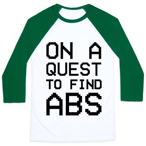 Virgin Teez  Baseball Tee Unisex Classic Baseball Tee / x-small / White/Dark Green ON A QUEST TO FIND ABS UNISEX CLASSIC BASEBALL TEE
