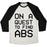 Virgin Teez  Baseball Tee Unisex Tri-Blend Baseball Tee / small / Oatmeal / Black ON A QUEST TO FIND ABS UNISEX TRI-BLEND BASEBALL TEE