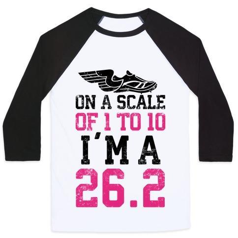 Virgin Teez  Baseball Tee Unisex Classic Baseball Tee / x-small / White/Black ON A SCALE OF 1 TO 10 I'M A 26.2 UNISEX CLASSIC BASEBALL TEE