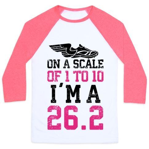Virgin Teez  Baseball Tee Unisex Classic Baseball Tee / x-small / White/Neon Pink ON A SCALE OF 1 TO 10 I'M A 26.2 UNISEX CLASSIC BASEBALL TEE