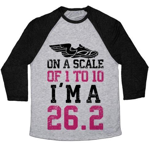 Virgin Teez  Baseball Tee Unisex Tri-Blend Baseball Tee / small / Athletic Gray / Black ON A SCALE OF 1 TO 10 I'M A 26.2 UNISEX TRI-BLEND BASEBALL TEE