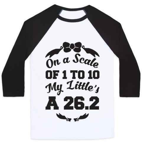 Virgin Teez  Baseball Tee Unisex Classic Baseball Tee / x-small / White/Black ON A SCALE OF 1 TO 10 MY LITTLE'S A 26.2 UNISEX CLASSIC BASEBALL TEE