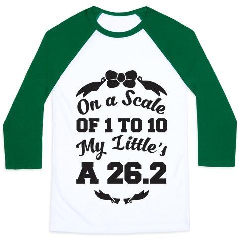 Virgin Teez  Baseball Tee Unisex Classic Baseball Tee / x-small / White/Dark Green ON A SCALE OF 1 TO 10 MY LITTLE'S A 26.2 UNISEX CLASSIC BASEBALL TEE