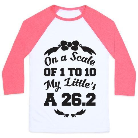Virgin Teez  Baseball Tee Unisex Classic Baseball Tee / x-small / White/Neon Pink ON A SCALE OF 1 TO 10 MY LITTLE'S A 26.2 UNISEX CLASSIC BASEBALL TEE